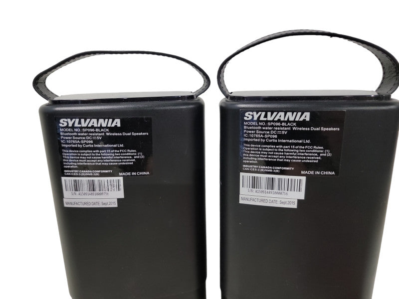 Curtis Sylvania Portable Outdoor Waterproof Dual Bluetooth-Set of 2 Speakers, SP096