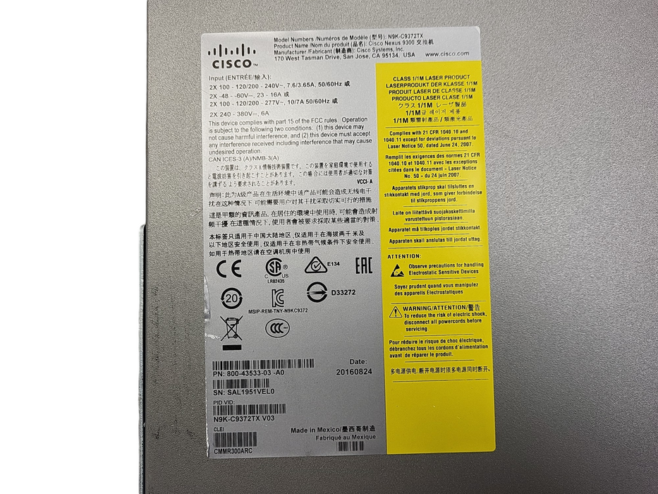 Cisco | N9K-C9332PQ | 32-Port QSFP+ Managed Switch - 2x PSU