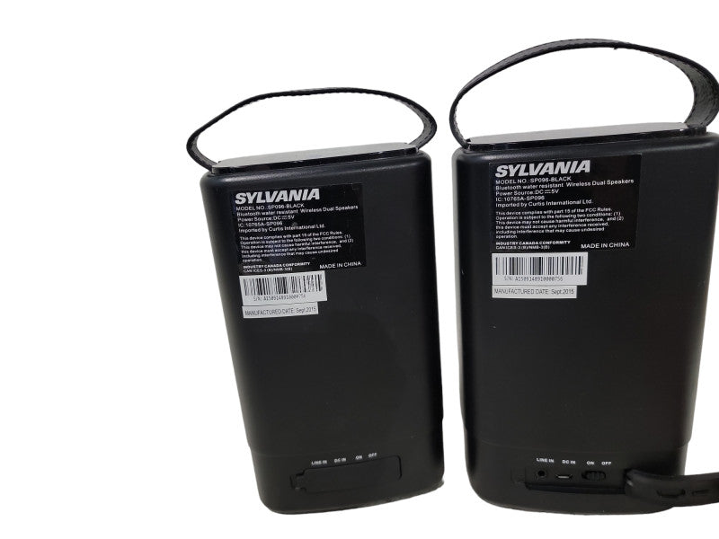 Curtis Sylvania Portable Outdoor Waterproof Dual Bluetooth-Set of 2 Speakers, SP096