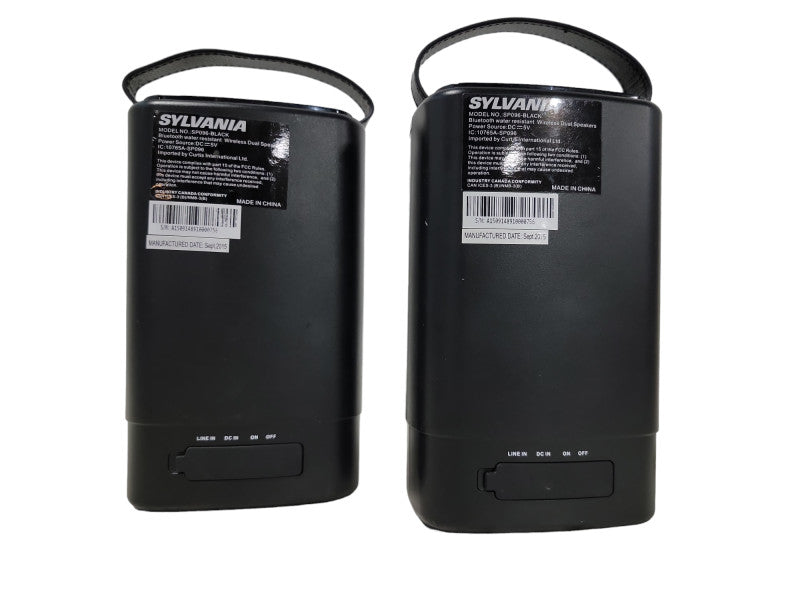 Curtis Sylvania Portable Outdoor Waterproof Dual Bluetooth-Set of 2 Speakers, SP096