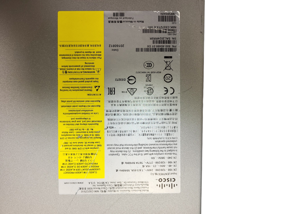 Cisco N9K-C9372TX-E 48-Port Nexus 9300 1/10GB Switch, Dual AC