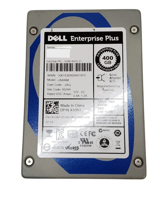 DELL LB406M 2.5" 400GB SAS 6GBPS ENTERPRISE SOLID STATE DRIVE