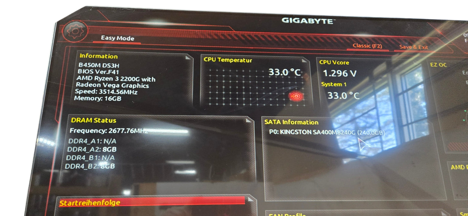 Custom PC B450M DS3H AMD Ryzen 3 2200G | 16GB DDR4 | 256GB SSD