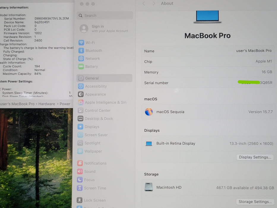 Apple MacBook 13" 2020 A2338 M1 16GB RAM 512GB SSD no adapter read