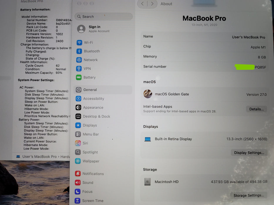 Apple MacBook Pro 13" 2020 A2338 M1 8GB 512GB SSD NO ADAPTER FOR PARTS/REPAIR