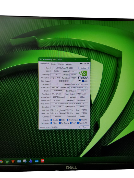HP NVIDIA GeForce RTX 2080 8GB GDDR6 Graphics Card | L45336-001