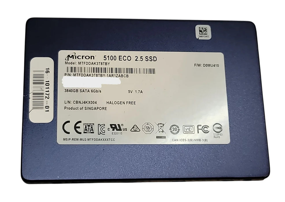 Micron 5100 ECO 3.84TB SATA 6Gb/s 2.5" SSD MTFDDAK3T8TBY