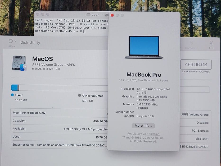 Apple Macbook Pro 2020 13" 4-Core i5-8257U @ 1.4GHz 8GB DDR3 500GB SSD [A2289 C]