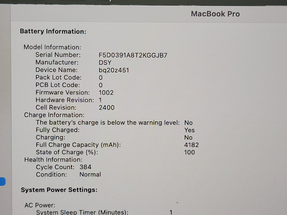Apple Macbook Pro 2020 13" 4-Core i5-8257U @ 1.4GHz 8GB DDR3 500GB SSD [A2289 B]
