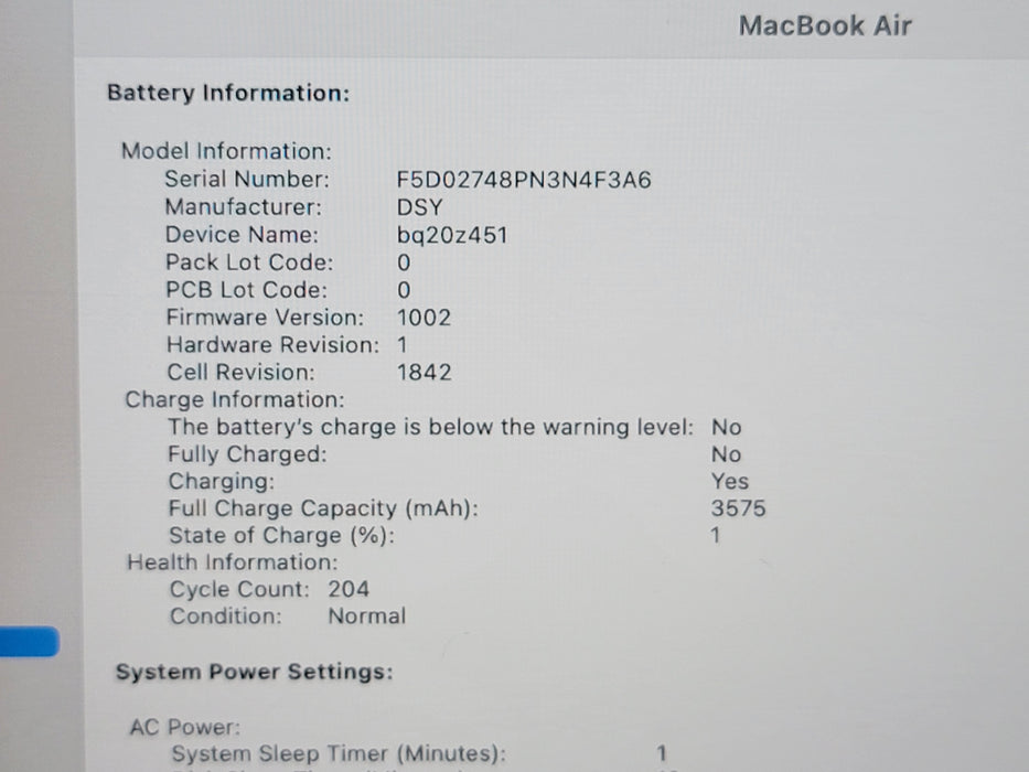 Apple Macbook Air 2020 13" 4-Core i5-1030NG7 @ 1.1GHz 8GB DDR4 250GB SSD [A2179]