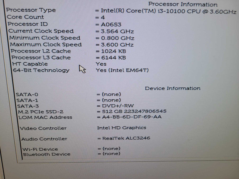 Dell Optiplex 3090 - Core I3-10100 | 8GB RAM | 512GB NVMe %\t %