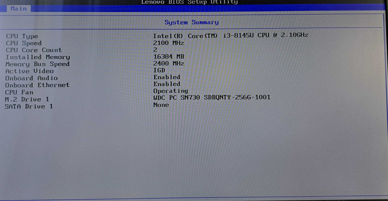 Lenovo M630e USFF | i3-8145U @ 2.10GHz, 16GB DDR4, 256GB NVMe, Wi-Fi