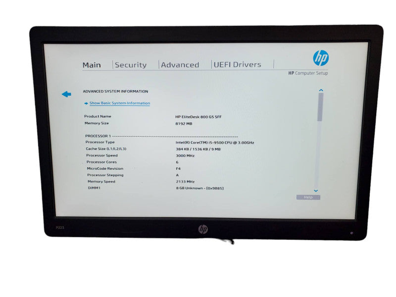 HP EliteDesk 800 G5 SFF Desktop i5-9500 8GB RAM NO HDD Q@