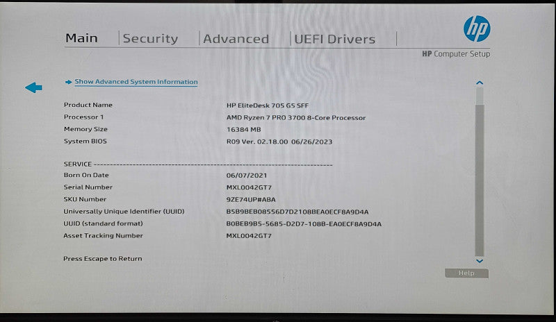 HP Elitedesk 705 G5 SFF, AMD Ryzen 7 PRO 3700 8C, 16GB DDR4, 256GB NVMe, W2100, WiFi