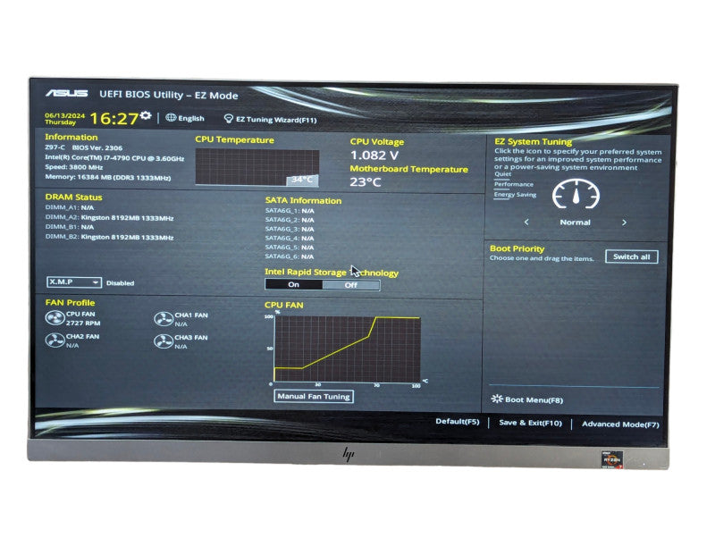 ASUS Z97-C with Intel Core i7-4790 @ 3.60GHz, 16GB, M.2 NVMe Support  Q-