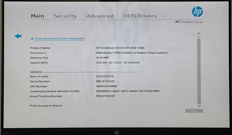 HP EliteDesk 705 G4 DM 35W (TAA), AMD Ryzen 5 Pro 2400GE, 8GB DDR4, 256GB NVMe, WiFi, PWR