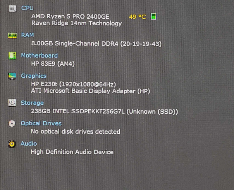 HP EliteDesk 705 G4 DM 35W (TAA), AMD Ryzen 5 Pro 2400GE, 8GB DDR4, 256GB NVMe, WiFi, PWR