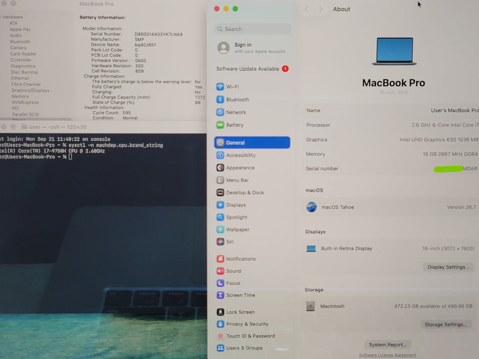 Apple Macbook Pro 16" 2019 A2141 i7-9750H 16GB DDR4 512GB SSD NO ADAPTER