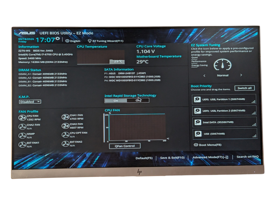 Custom 3U Server PC Z270-WS Intel Core i7-6700 16GB RAM 2x 1TB HDD NVIDIA P600