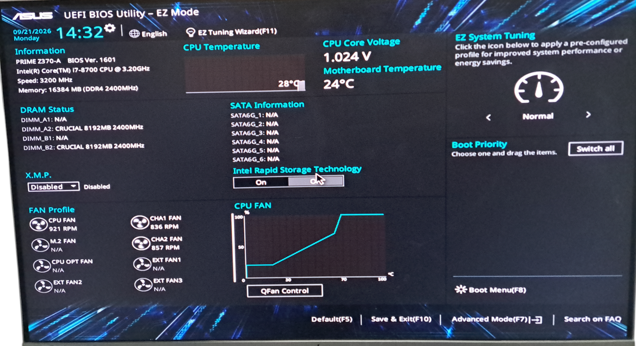 Asus Prime Z370-A | Intel i7-8700 | 16GB DDR4 RAM Motherboard Combo READ