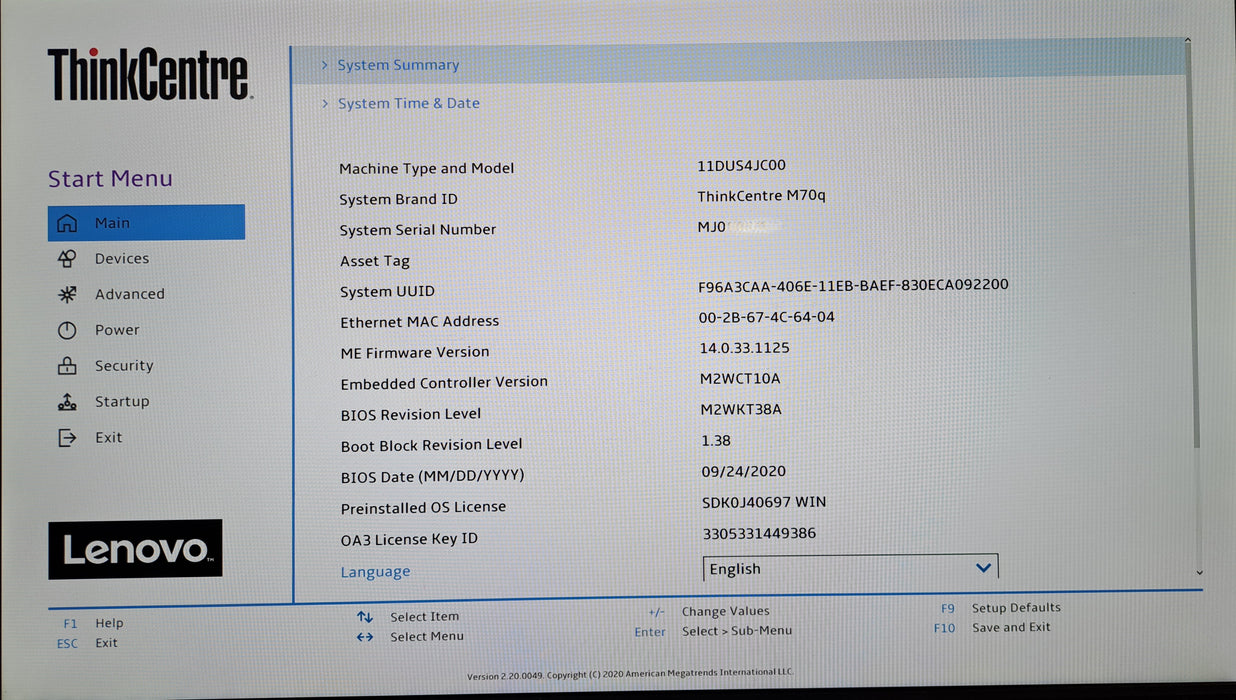 Lenovo ThinkCentre M70q | Intel Core i5-10400T @2.00GHz, 8GB DDR4, 256GB NVMe
