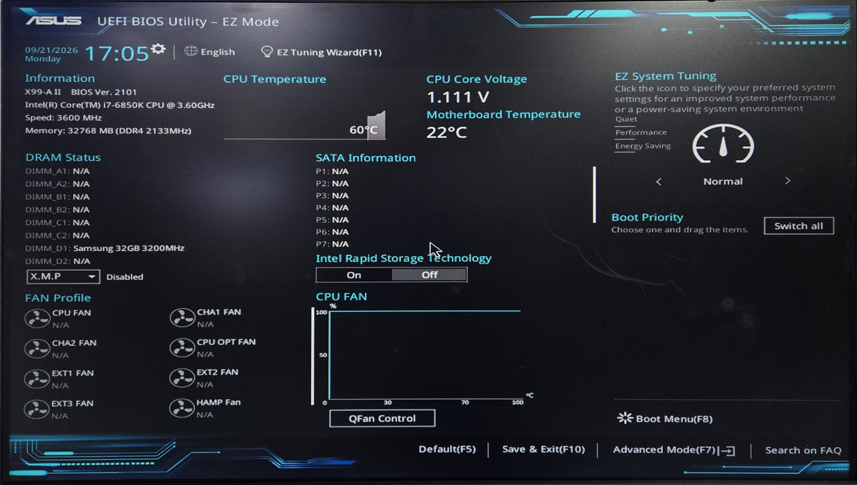 ASUS X99-A II LGA 2011-v3 Motherboard w/ Intel Core i7-6850K CPU