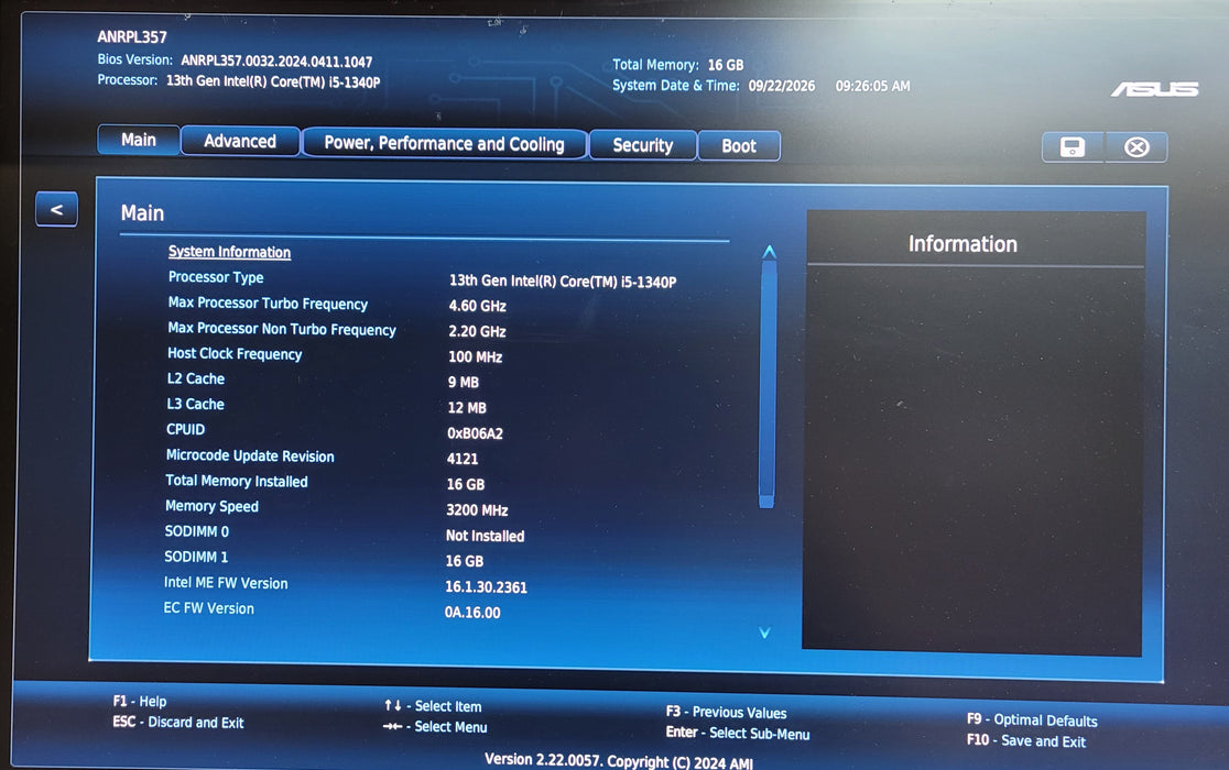 ASUS NUC13ANK Mini PC 13th Gen Core i5-1340P CPU 16GB RAM 256GB NVMe w/ AC
