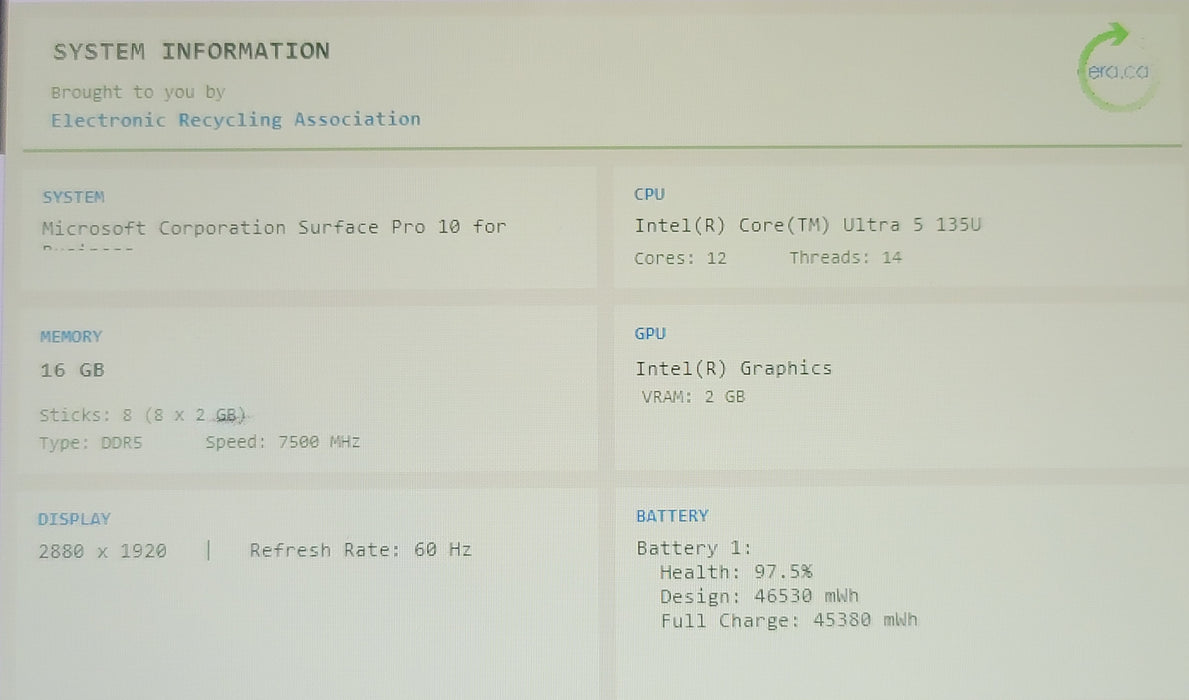 Microsoft Surface Pro 10 for Business Ultra 5 135U 16GB RAM 256GB NVMe FOR PARTS