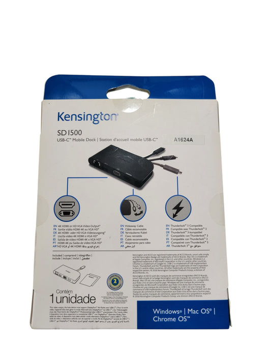Kensington SD1500 - USB-C Mobile Dock HDMI VGA Gigabit Ethernet USB-A