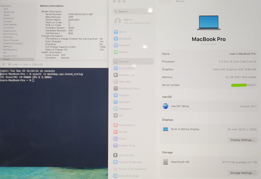 Apple MacBook Pro 16" 2019 A2141 i9-9880H 32GB DDR4 1TB SSD no adapter
