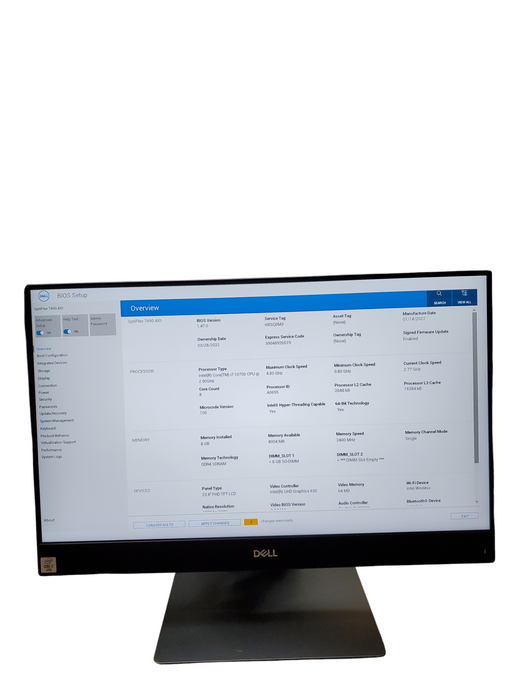Dell OptiPlex 7490 All-in-One Desktop Intel i7-10700 8GB RAM  NO-HDD/SSD