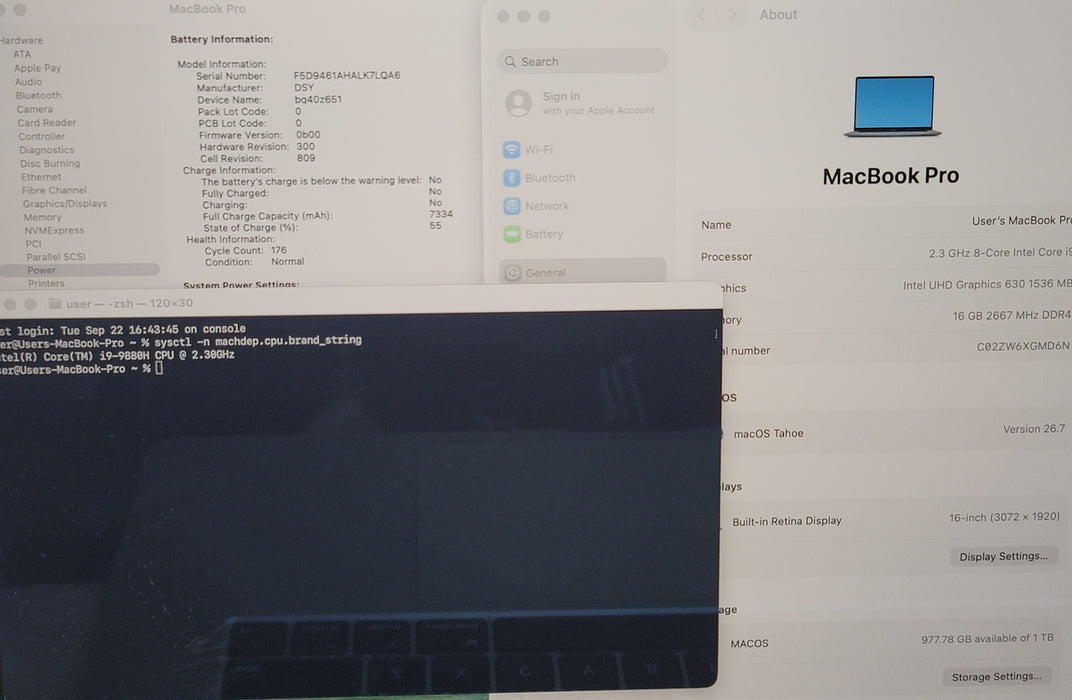 Apple MacBook Pro 16" 2019 A2141 i9-9880H 16GB DDR4 1TB SSD NO ADAPTER