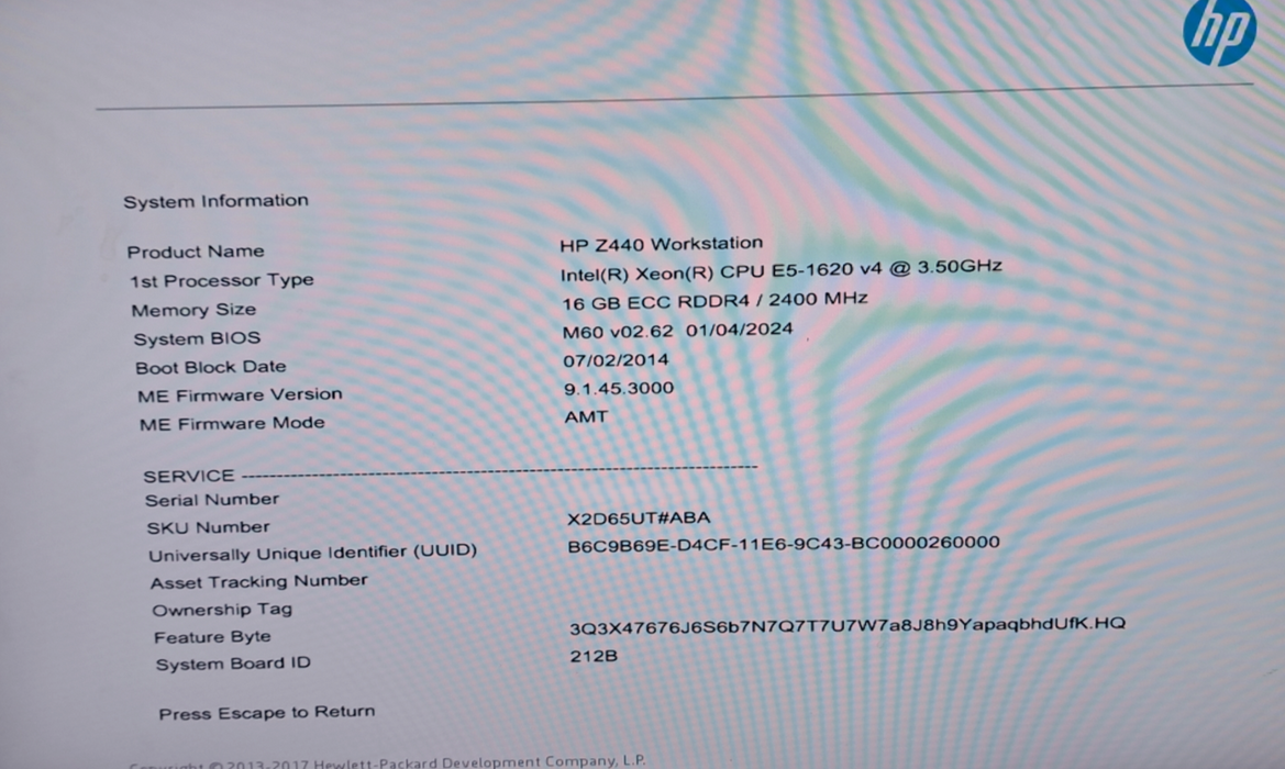 HP Z440 Workstation | Xeon E5-1620 v4 | 16GB DDR4 2400MHz | 700W | No HDD/GPU
