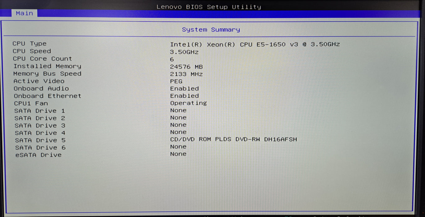 Lenovo ThinkStation P500 | Xeon E5-1650 v3 @3.50GHz, 24GB DDR4, K2200, No HDD