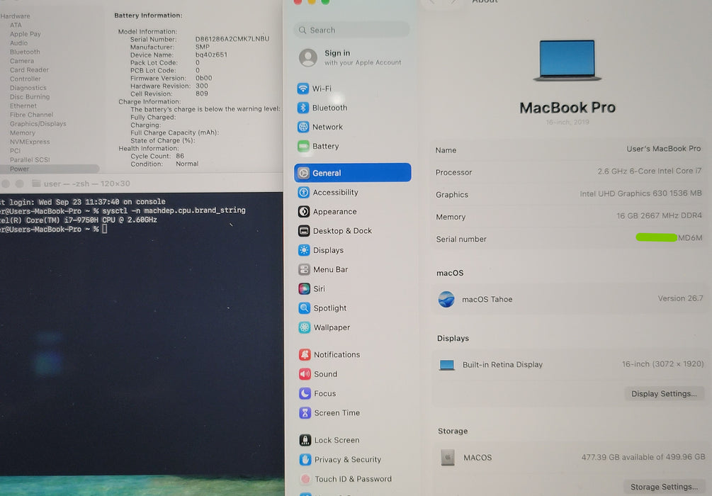 Apple MacBook Pro 16" 2019 A2141 i7-9750H 16GB DDR4 512GB SSD READ NO ADAPTER