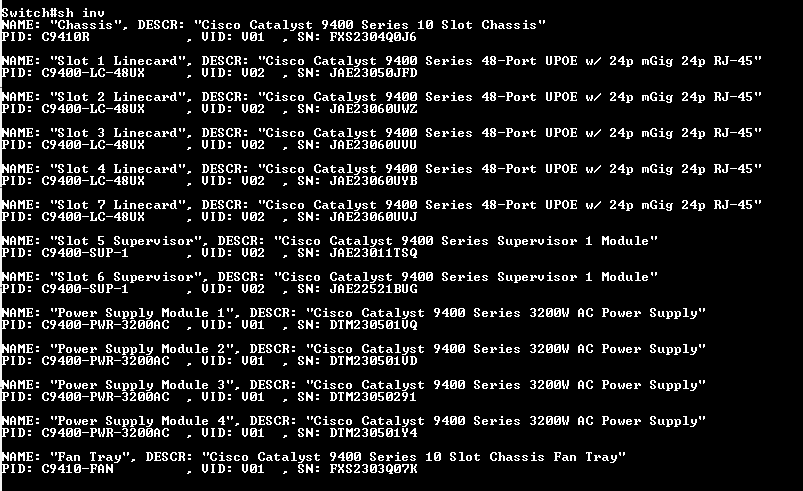 Cisco C9410R Catalyst 9400 5x C9400-LC-48U , 2x C9400 SUP-1, 4x PSU READ