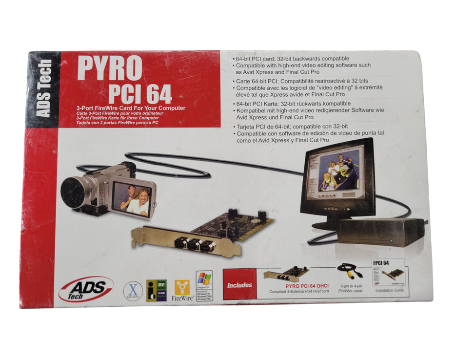 ADS Tech PYRO PCI 64 - 3-Port FireWire IEEE 1394 Host Card