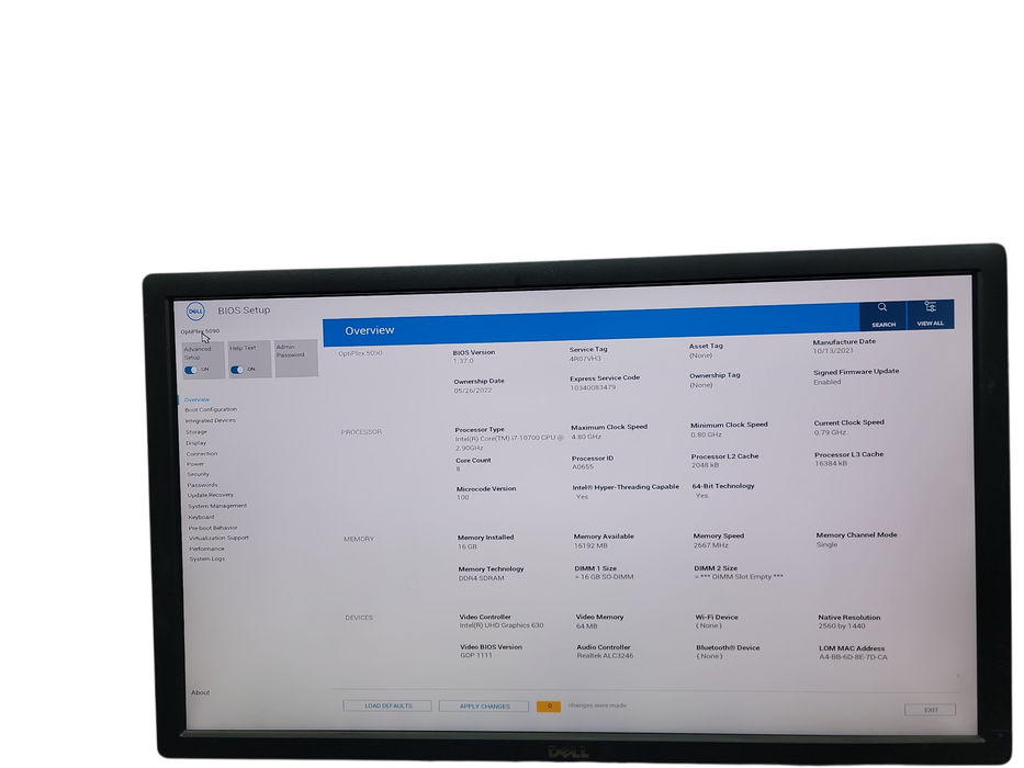 Dell Optiplex 5090 Micro i7 - 10700 @ 2.90GHz 16GB DDR4 Ram No HDD