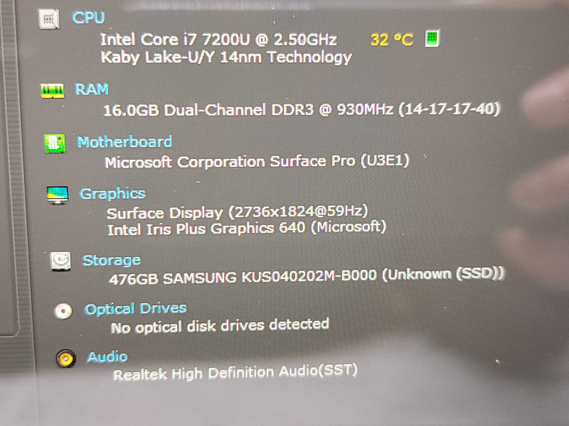 Microsoft Surface Pro (5th Generation) i7-7200U| 16GB DDR3| 512GB SSD QÎ² BudLap