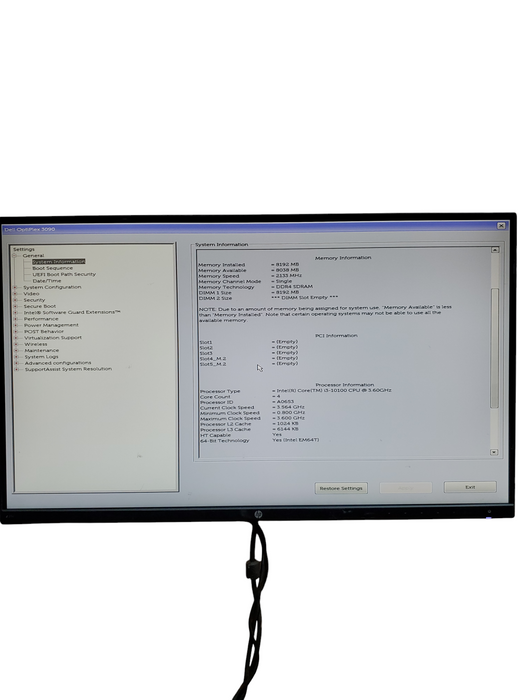Dell OptiPlex 3090 tower Intel Core i3-10100 3.6 GHz, 8GB RAM NO-HDD/SSD