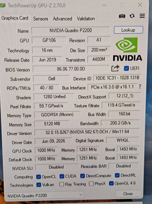 NVIDIA Quadro P2200 5GB GDDR5X Graphics Card | 4x DisplayPort