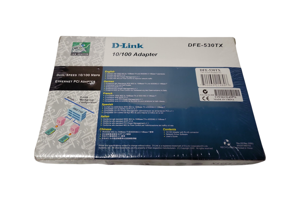 D-Link DFE-530TX, REV-B1, VINTAGE ETHERNET CARD, PCI, 10/100Mbps, LAN019D