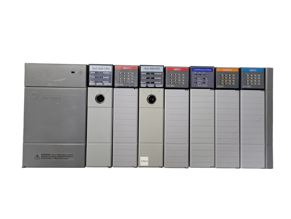 Allen-Bradley 1746-A7 SLC 500 7-Slot Rack w/ 1746-P2 SLC 5/03 CPU & Modules