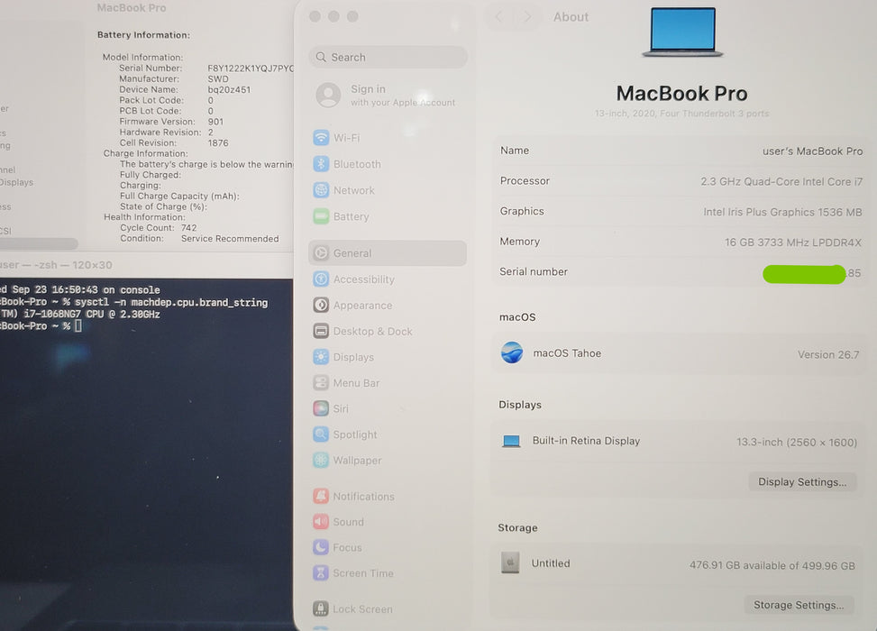 Apple MacBook Pro 13" 2020 A2251 i7-1068NG7 16GB RAM 512GB SSD NO ADAPTER READ