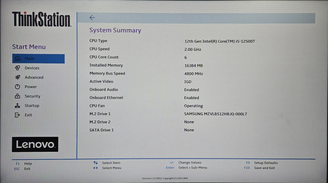 Lenovo ThinkStation P360 Tiny - i5-12500T 16GB RAM 512GB SSD NVIDIA T400 4GB