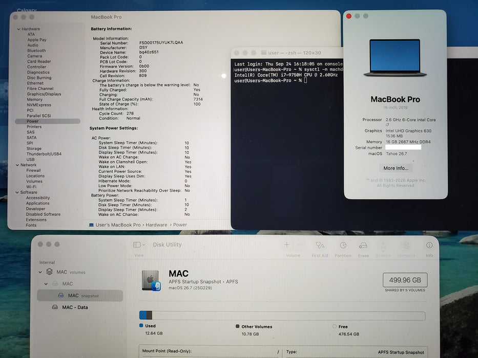 Apple MacBook Pro 16" 2019 A2141 i7-9750H 16GB DDR4 512GB SSD NO ADAPTER