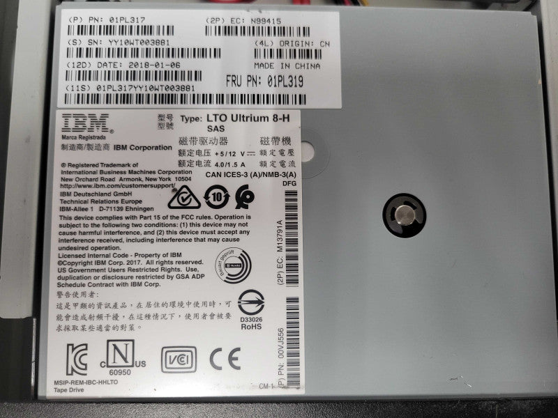 IBM 7226-1U3 1U Media Storage Enclosure w/ 1x LTO Ultrium 8-H drive, READ _