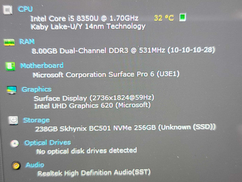 Microsoft Surface Pro 6| i5-8350U| 8GB DDR3| 256GB SSD w/ DOCK  Î² BudLap