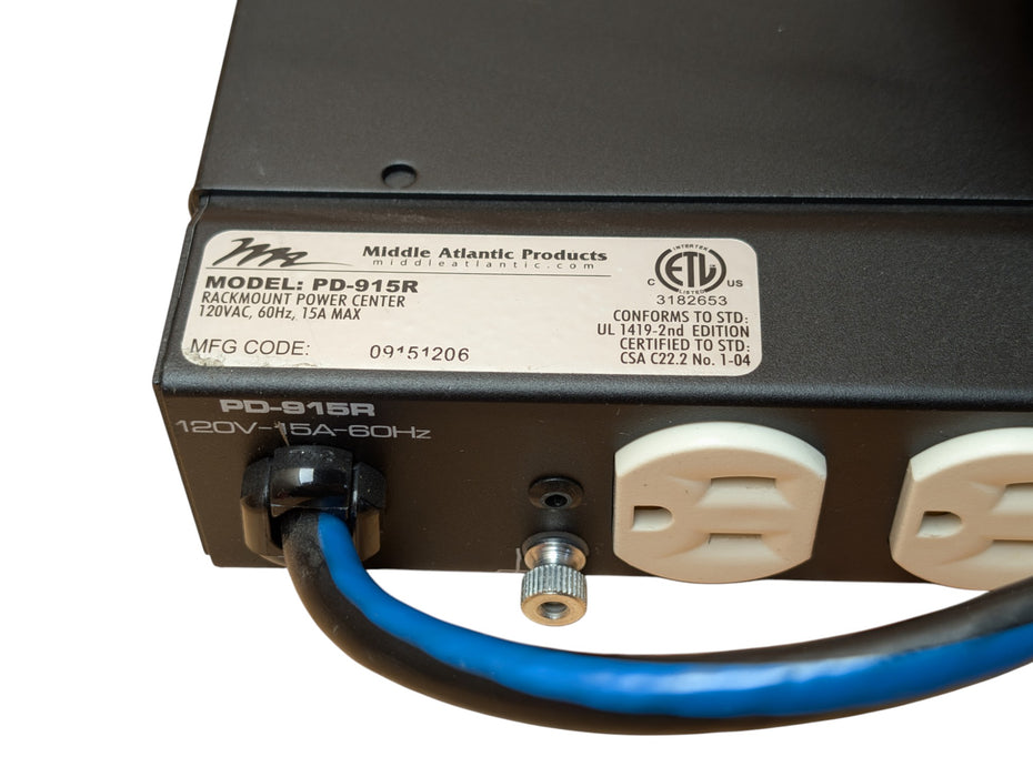 Middle Atlantic PD-915R 9-Outlet Rackmount Power Center