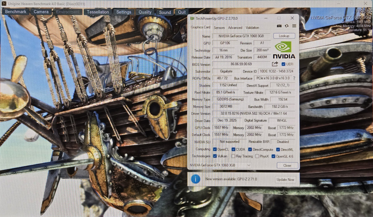 Gigabyte GeForce GTX 1060 WindForce OC 3GB GDDR5 Graphics Card